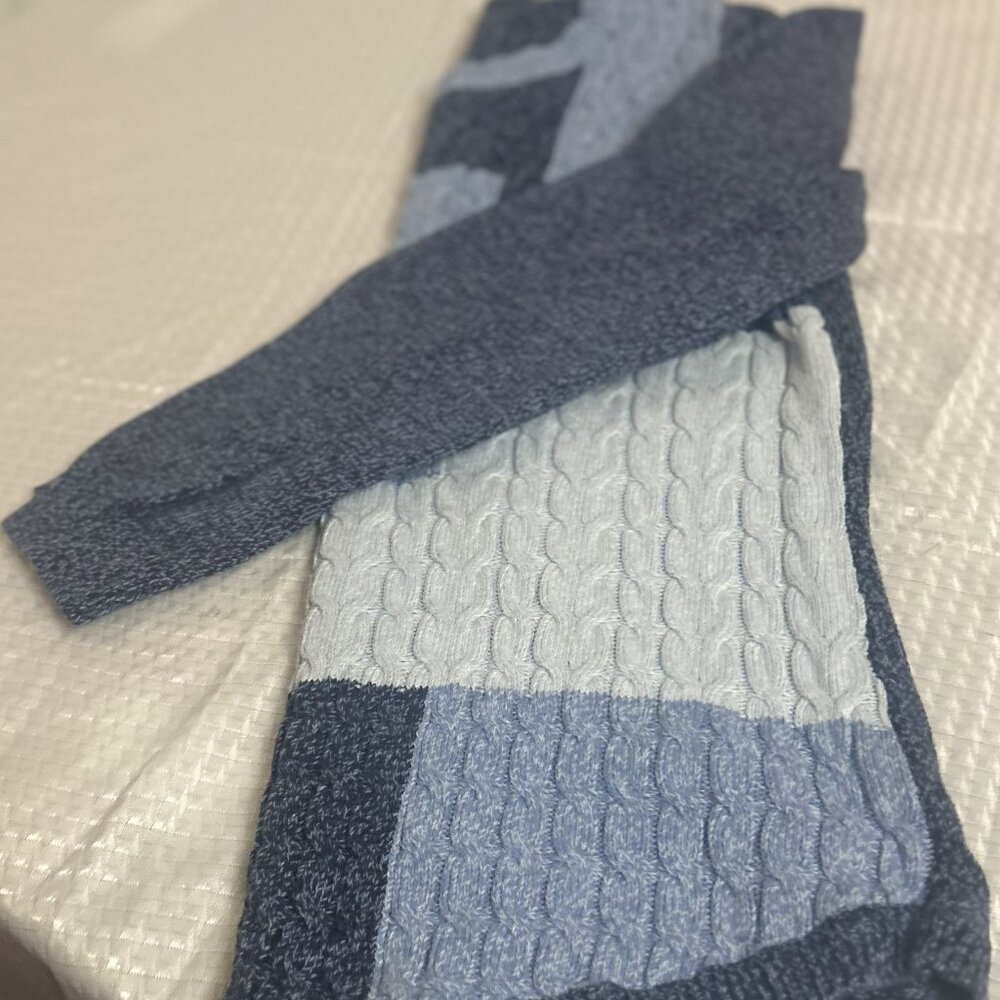 Karen Scott Blue Patchwork Cable Knit Sweater - Picture 5 of 5